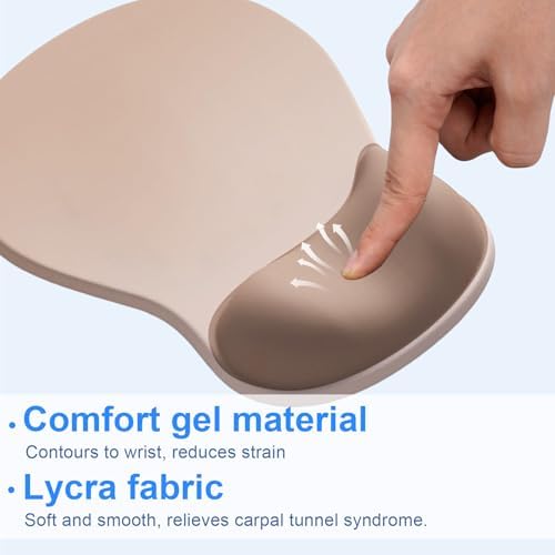 Ergonomic Mouse Pad with Gel Wrist Support, Comfortable Wrist Rest Mousepad with Non-Slip PU Base for Pain Relief, Desk, Home & Office(Brown)