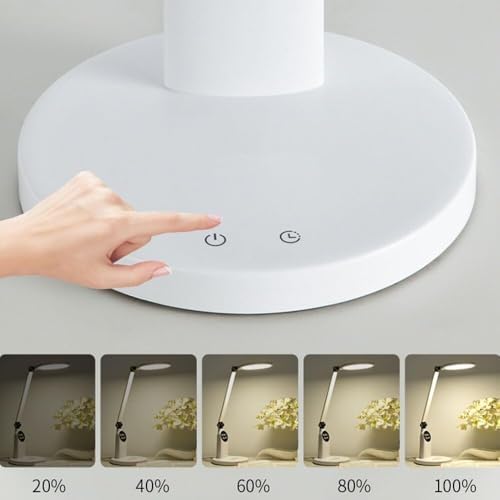 Full Spectrum Eye-Care Desk Lamp for Study and Office with Adjustable Angle 5-Level Touch Dimming Timer Function