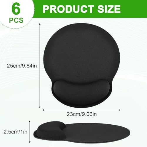 6 Pcs Ergonomic Mouse Pad with Wrist Rest Support, Comfortable Mousepad with Smooth Wrist Support Surface & Non-Slip PU Base, Comfortable Computer Mouse Pad for Computer, Laptop, Office & Home