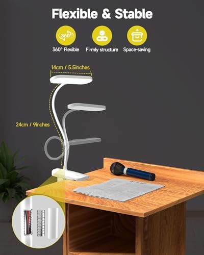 CUHIOY Rechargeable Clip on Light, Bed Headboard Reading Lamp, White
