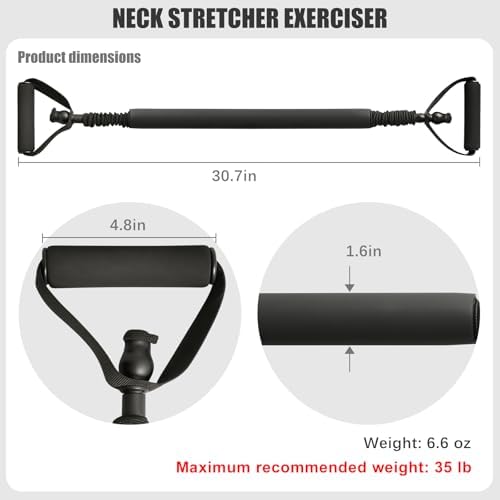 Neck Stretcher Exerciser, 20-25lbs Cervical Collar Exerciser with Wider Padding for Spine Alignment & Posture Correction for Home/Office Neck and Shoulder Relaxer Easy to Pull(Black)