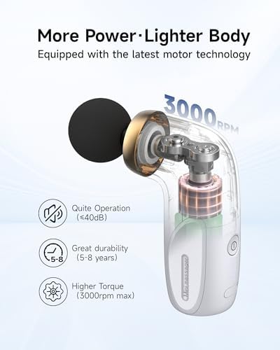 HEYCHY A1 Super Mini Massage Gun, Portable Deep Tissue Massager, White