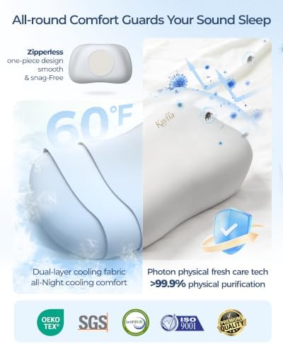 Kayfia Cervical Neck Pillow Side Sleeper Pillow for Neck Pain Relief, Grey