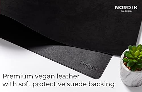 Nordik Leather Desk Mat - Pebble Black - Large Leather Desk Pad 35x17 in