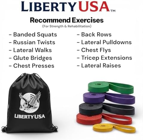 LibertyUSA Resistance Bands, Pull Up Assist Bands - Workout Bands for Strength Training, Exercise, Stretching, Physical Therapy, Fitness for Men & Women
