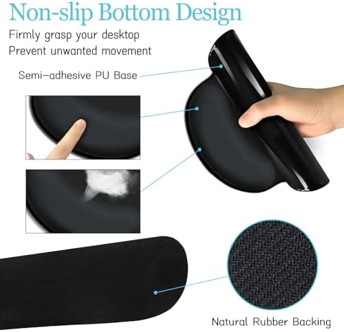 LIMKRIAN Black Large Mouse Pad Set, XXL Desk Matt for Desktop Decor