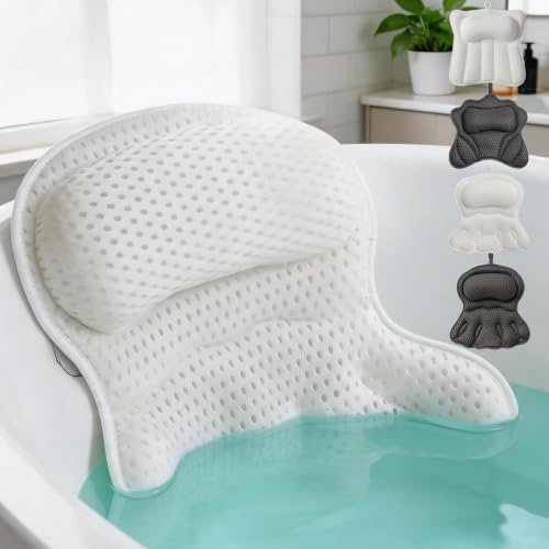 Bath Pillow for Tub,Bathtub Pillow for Head,Neck,Shoulder and Back Support,Soft Bath Tub Pillow for Bathtub,Hot Tub and Spa,White
