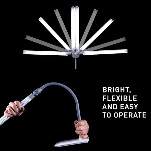 DuoPro Table Lamp - Double Shade LED Task Lamp, 4 Brightness Levels, 6,000K Daylight, 2,100 Lux, Anti-Glare, Flexible Arm, Touch Dimmer - Ideal for Sewing, Crafting, Reading