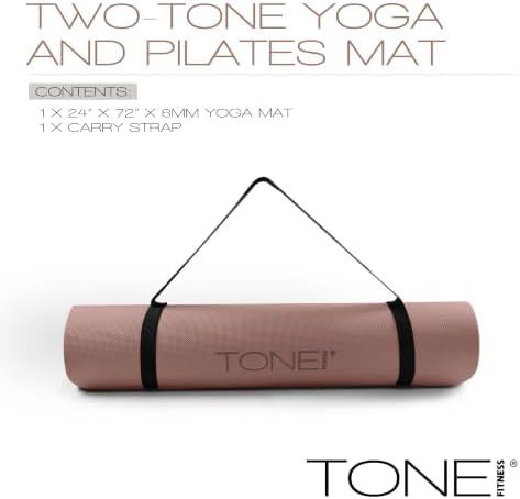 TONE Fitness 1/4" Yoga Mat, Non-Slip Exercise & Pilates Mat with Strap