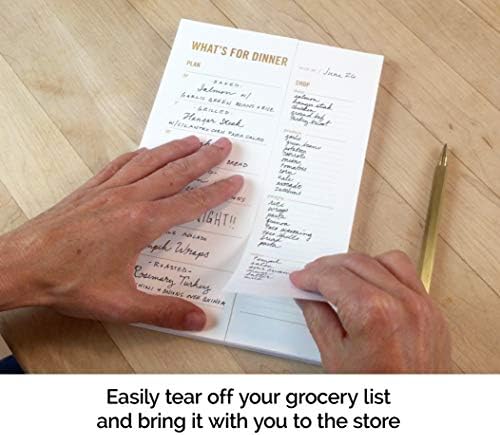 Meal Planning Notepad - What's for Dinner Weekly Meal Planner and Grocery List Magnet Pad with Tear-Off Shopping List - Family Dinner Menu for Fridge & Meal Prep - 6x9” - 50 Sheets (Pack of 2)