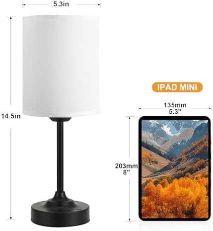 Touch Control Cordlss Table Lamp, USB-C Rechargeable Lamp with Stepless Dimming, 4000mAh Battery Operated Bedside Lamp for Bedroom, Living Room, Night Light & Emergency Lighting, Black, 1 Pack
