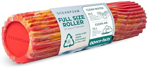 Oceanfoam Tidal Foam Roller for Exercise (Red, Gold & Natural Marbled)