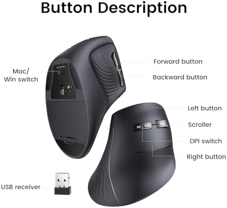 UGREEN UGREENVertical Wireless (Bluetooth 5.0+2.4G) Ergonomic Mouse Bundle with K551 Slim Quiet Wireless Bluetooth 78Keys Keyboard