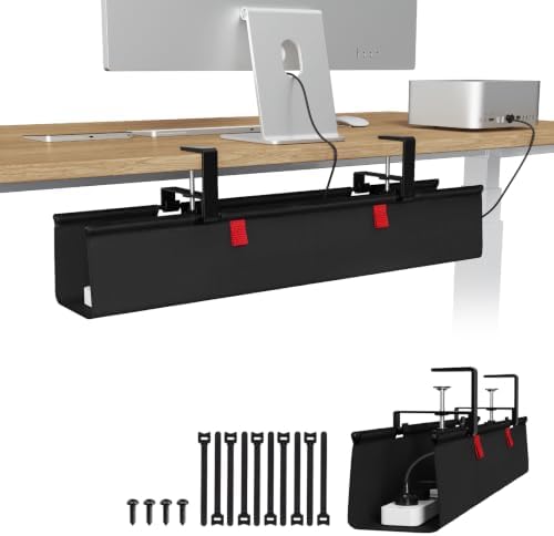 KEEGH No Drill Fabric Under Desk Cable Management Tray 28 in,Black