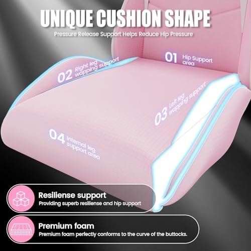 Bigzzia Gaming Chair with Lumbar Support, Ergonomic Gamer Chair Pink