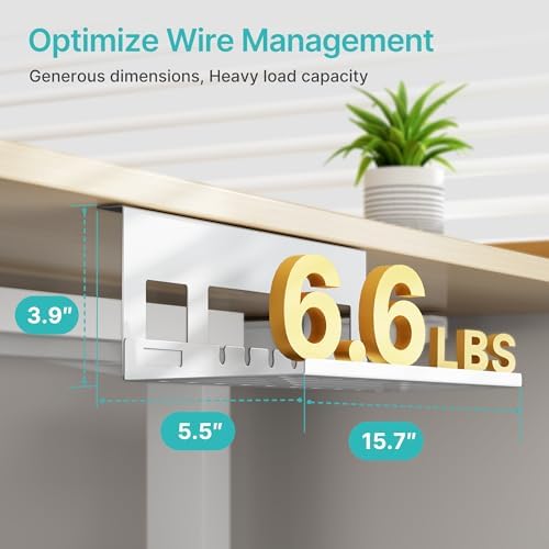 PEGZONE Under Desk Cable Management Tray, 15.7'' Screw-Mount Steel Rack