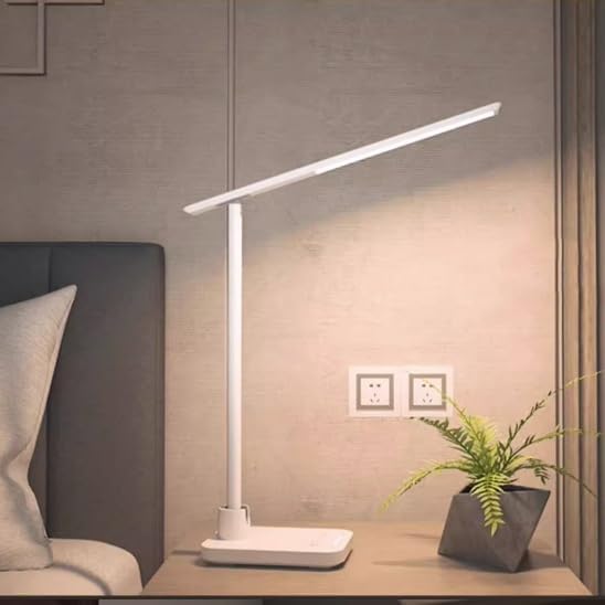 Eye-Care Study Lamp, LED Desk Lamp, 4000K Dimmable Desk Light, 12W Touch Eye Protection Lamp with Stepless Dimming, Night Light, 45 Minute Auto Timer (White),LED Table Lamp