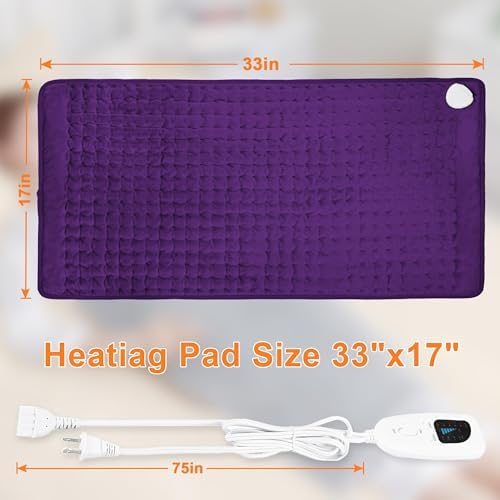 Heating Pad,Electric Heating Pads,Heating Pad for Back,Purple,33x17 Inch
