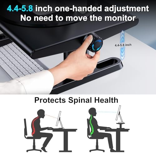 Monitor Stand Riser for Desk,360°Rotation Freely Height Adjustable by Knob,4.4-5.8 Inches,Ergonomic Monitor Stand Mount, Desktop Monitor Stand Riser for Computer,Laptop,Printer,Tv,Black