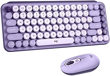 Logitech POP Keys + POP Mouse - Wireless Keyboard and Bluetooth Mouse Combo with Typewriter-Style Mechanical Keys, Emoji Features, Cute Compact Design - Cosmos