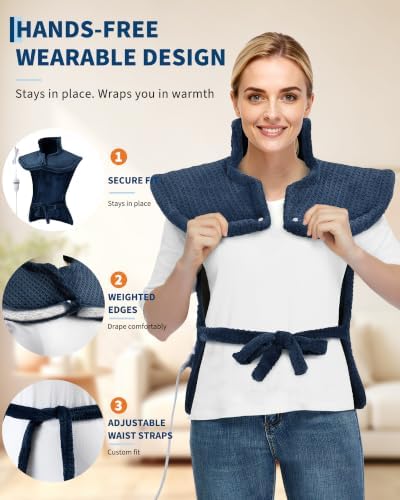 Garvee Wearable Vibrating Heating Pad for Neck Shoulders Back Pain Relief