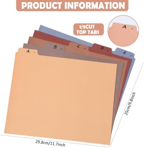 gisgfim 25 Alphabet File Guides, A‑Z Top‑Tab File Cabinet Dividers, Neutral