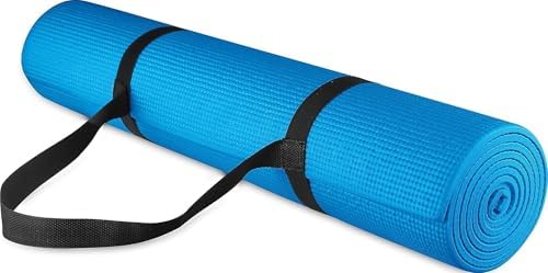 Fitvids All Purpose 1/4-Inch High Density Anti-Tear Exercise Yoga Mat with Carrying Strap with Optional Yoga Blocks, Multiple Colors