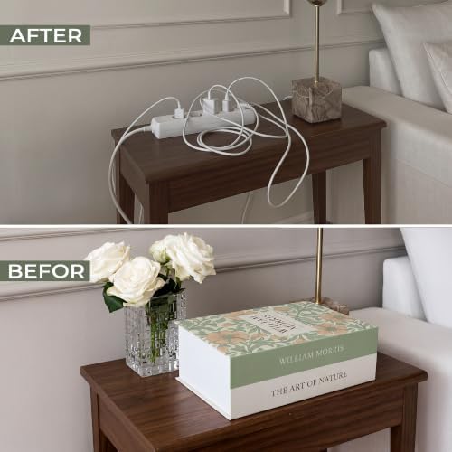 Decorative Cable Management Box, Book Shape Cord Organizer with Magnetic Lid