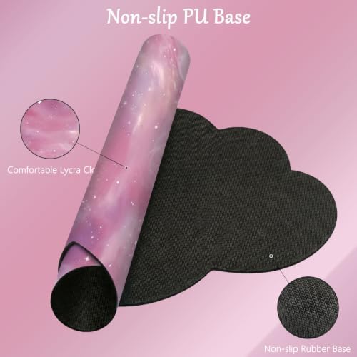 Cloud Mouse Pad Keyboard Wrist Rest for Mouse 4PCS Extended Large Galaxy Space Desk Mat Pad Set Memory Foam Non-Slip Cute Ergonomic Game Mouse Wrist Support for Computer Home Office Pink Starry Sky