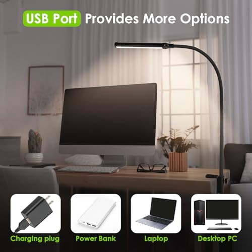 ShineTech LED Desk Lamp with Clamp,Clip On Desk Lamp for Home Office
