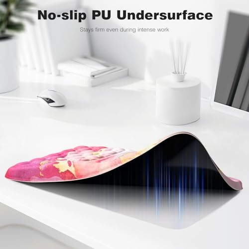 Ospelelf Pink Mouse Pad with Wrist Support Large Ergonomic Office Comfy Pain Relief Mousepad Wrist Rest