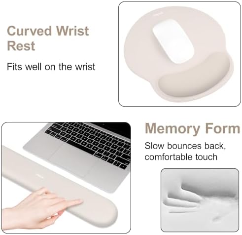 MOSISO Wrist Rest for Mouse Pad Set, Large Gaming Deskpad, Stone Gray