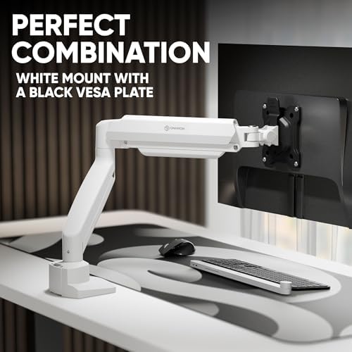 ONKRON Single Monitor Arm 13-32 Inch, 22 lbs, VESA 75x75-100x100, White