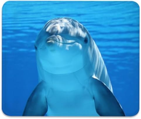 Adorable Smiling Dolphin Blue Ocean Water Mouse Pad, Durable Desk Mat