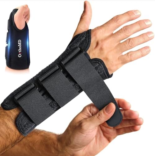 Carpal Tunnel Wrist Brace – Orthopedic Hand Surgeon Designed Wrist Splint for Sleeping & Daytime Support – Rigid Stabilizer (NOT a Soft Sleeve) for Tendonitis, Arthritis & Wrist Pain – OrthoMD (LEFT Wrist, Small)