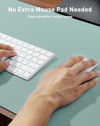 Aothia Faux Leather Desk Mat - Large Mouse Pad, Non-Slip PU Leather Blotter, Waterproof Writing Surface for Office and Home (Light Blue, 63" x 24")