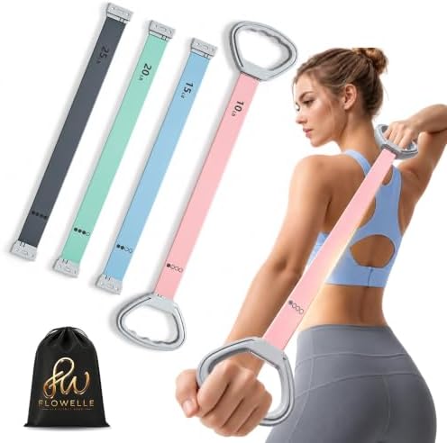 Adjustable Resistance Band with Handles, 10LB-25LB, 4 Resistance Levels