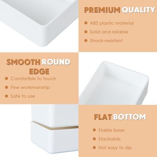 Teling 2 Pcs White Plastic Desk Drawer Organizer Pen Tray Shallow