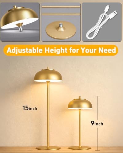 Cordless Table Lamps, Rechargeable LED Touch Lamp, Gold, 4 Pack