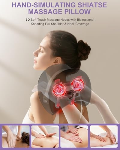 snawowo Upgraded Neck Massager Pillow with Heat, 3 Modes & 3 Intensities
