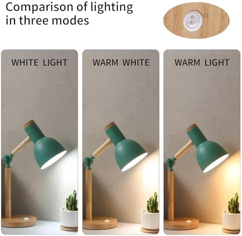 Adjustable Wooden Arm Desk Lamp, Metal Shade Table Lamp