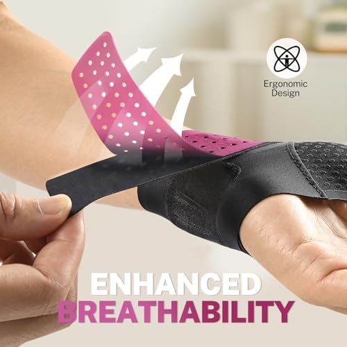 Ultra Thin Carpal Tunnel Wrist Brace with Soft Thumb Design (Not for Thumb Pain), Ajustable Compression Wrist Wraps with Mobility for Sports Work Typing Sleeping, Tendonitis, Arthritis Ulnar Pain