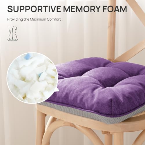 Love's cabin Memory Foam Chair Cushions Set of 4, 19 Inch, Purple