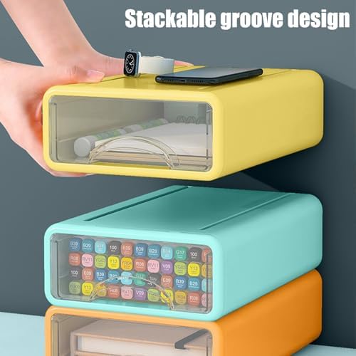 Desk Organizer with Drawers, Stackable Storage Drawers with Compartments Desktop Organization for Office Supplies, Makeup, Pencils, Tape, Erasers, Paperclips, Chargers (5pack)
