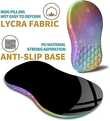 Hokafenle Ergonomic Mouse Pad Wrist Support with Massage Design, Wrist Rest Pain Relief Mousepad with Memory Foam&Non-Slip PU Base, Mouse Pads for Wireless Mouse & Desk (12x8 inch,Rainbow Bubble)