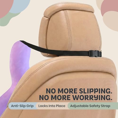 Kids Car Sleeping Pillow, H-Shaped for Neck & Back Support, Purple Rabbit