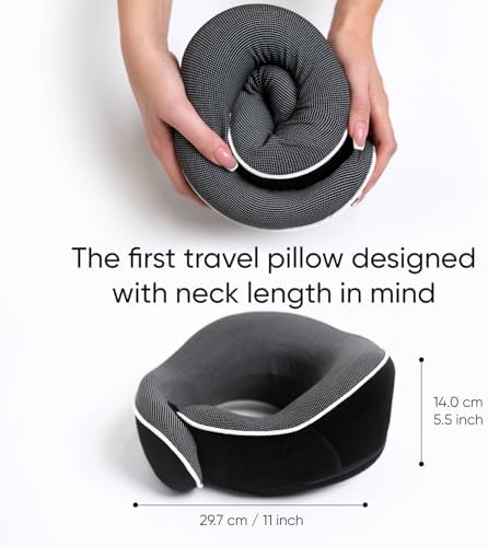 Proglobe Airplane Pillow, Orthopedic Memory Foam Travel Neck Pillow, Black