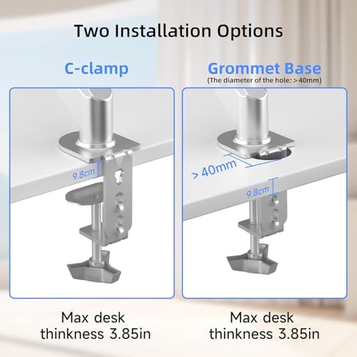 Suptek Ultrawide Monitor Arm Mount for 17 to 43 Inch Heavy Duty Curved Screen,Holds 28.6 lbs,Adjustable Gas Spring Monitor Arm Desk Mount Stand,75/100 Vesa Mount,Silver(MD71MS)