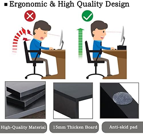TEAMIX 2-Pack Wood Monitor Stand Riser for Desk , Black