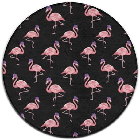 Large Round Area Rug Home Decor Modern Bathroom Rug Kitchen Office Circle Rug for Living Room Sofa Circle Cute Mat Pink Flamingos Lovers